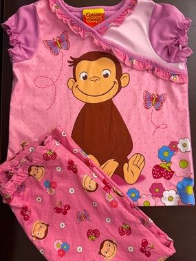Y2k Curious George Pink Girls' Pajama Set